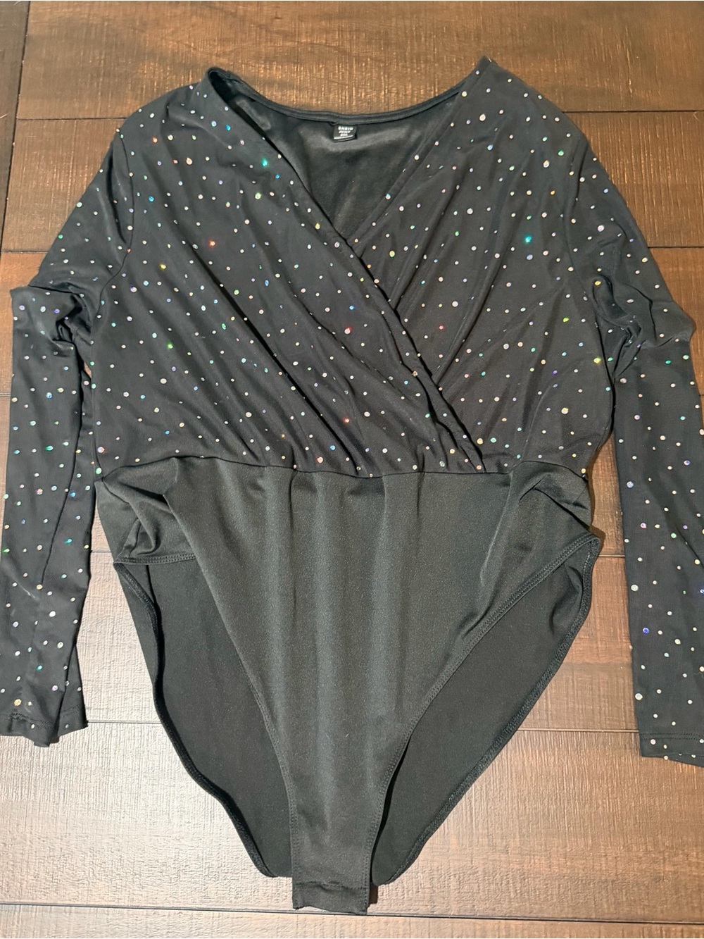 SHEIN Black Long-Sleeve Sparkle Kids One-Piece